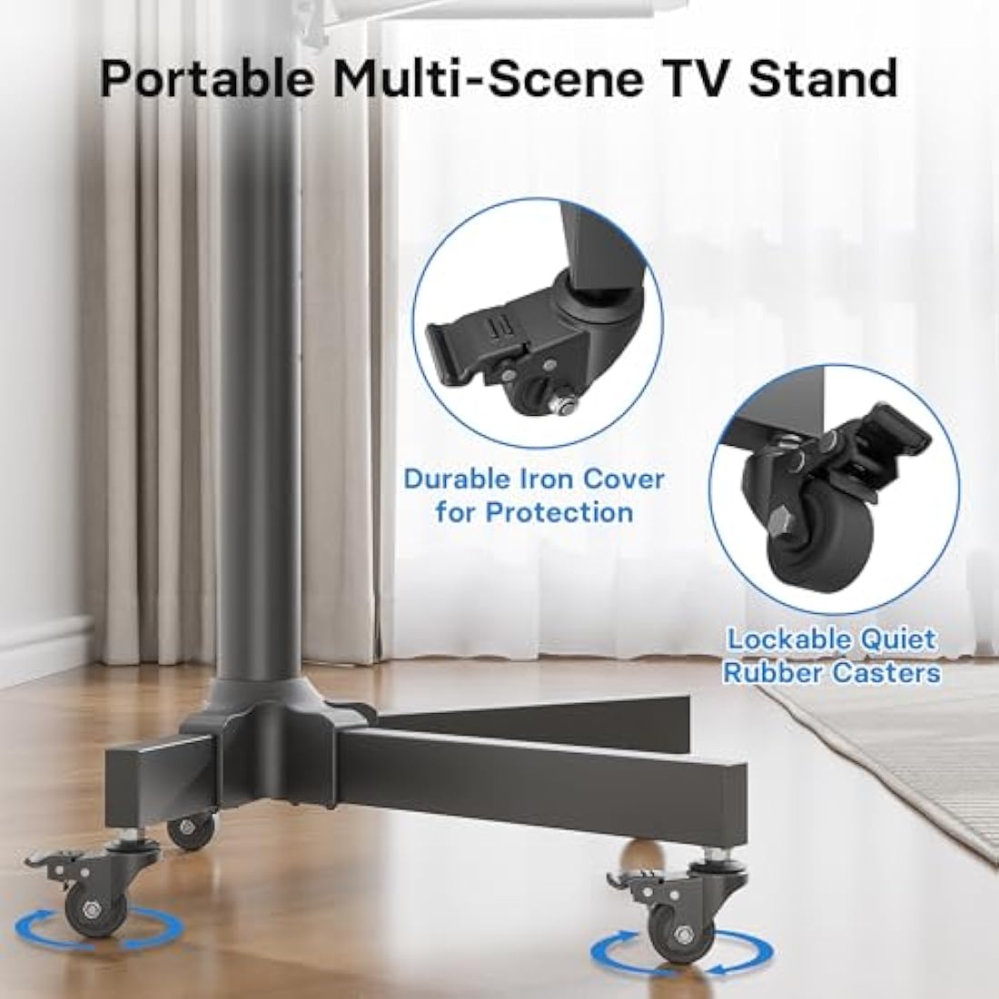 BONTEC Mobile TV Stand on Wheels for 23-60 inch Plasma/LCD/LED TVs, Portable TV Stand with Tray, Height adjustable Home Display Rolling TV Cart Trolly, Max. VESA 400x400mm, up to 40kg