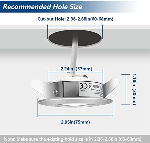 Allesgute 6X 5W Recessed Ceiling Lights IP44 Waterproof Bathroom Downlights 240V Ultra Slim Brushed Chrome LED Spot Light Cool White 6000K