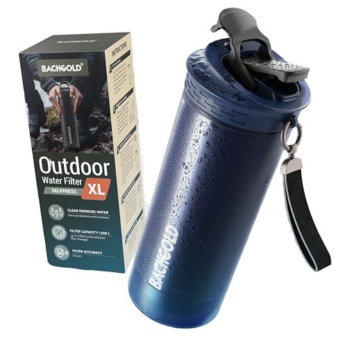 Bachgold® Professional Outdoor Water Filter Bottle XL [800 ml] with 2000 L Filter Capacity I Removes 99.99% of All Bacteria and Filters Viruses, Particles and Heavy Metals I Blackout and Crisis Proof
