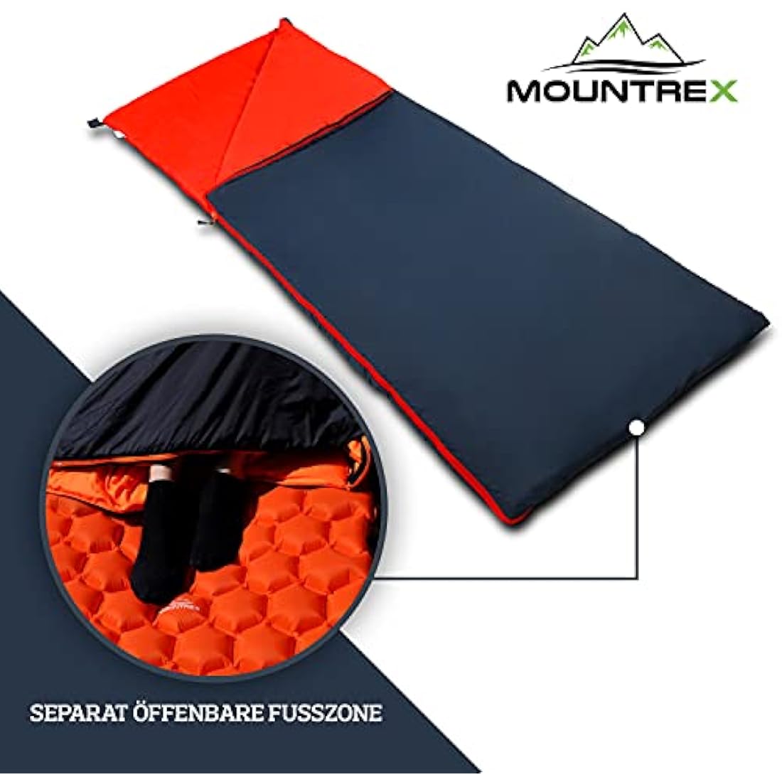 MOUNTREX® Sleeping Bag – Small Pack Size & Ultralight (730 g) Summer Blanket Sleeping Bag – Camping, Travel, Festival – Couplable