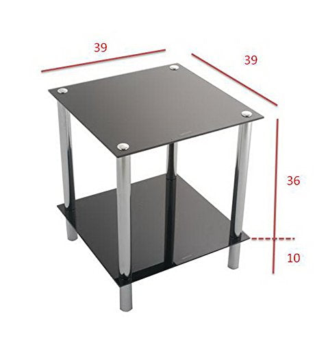 ASPECT 2-Tier black glass shelving rack/side end table-Matrix 2-Tier Display Glass Unit