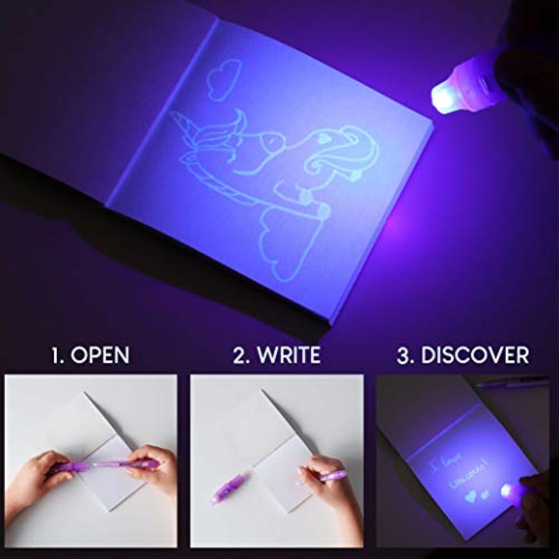 BONNYCO Invisible Ink Pen and Notebook, Pack 32 Unicorns Party Bags Filler & Pinata Toys | Unicorn Birthday Decorations | Stocking Fillers for Kids Birthday | School Prizes & Gifts for Children