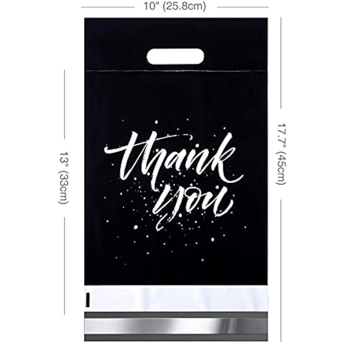 Switory 100Pcs Parcel Bags for Posting Clothes 262x330mm Postal Bags Shipping Bags with Handle Mailing Bags for Clothing Posting Bags with Self Adhesive 10x13 Package Bags Black - Thank You Design