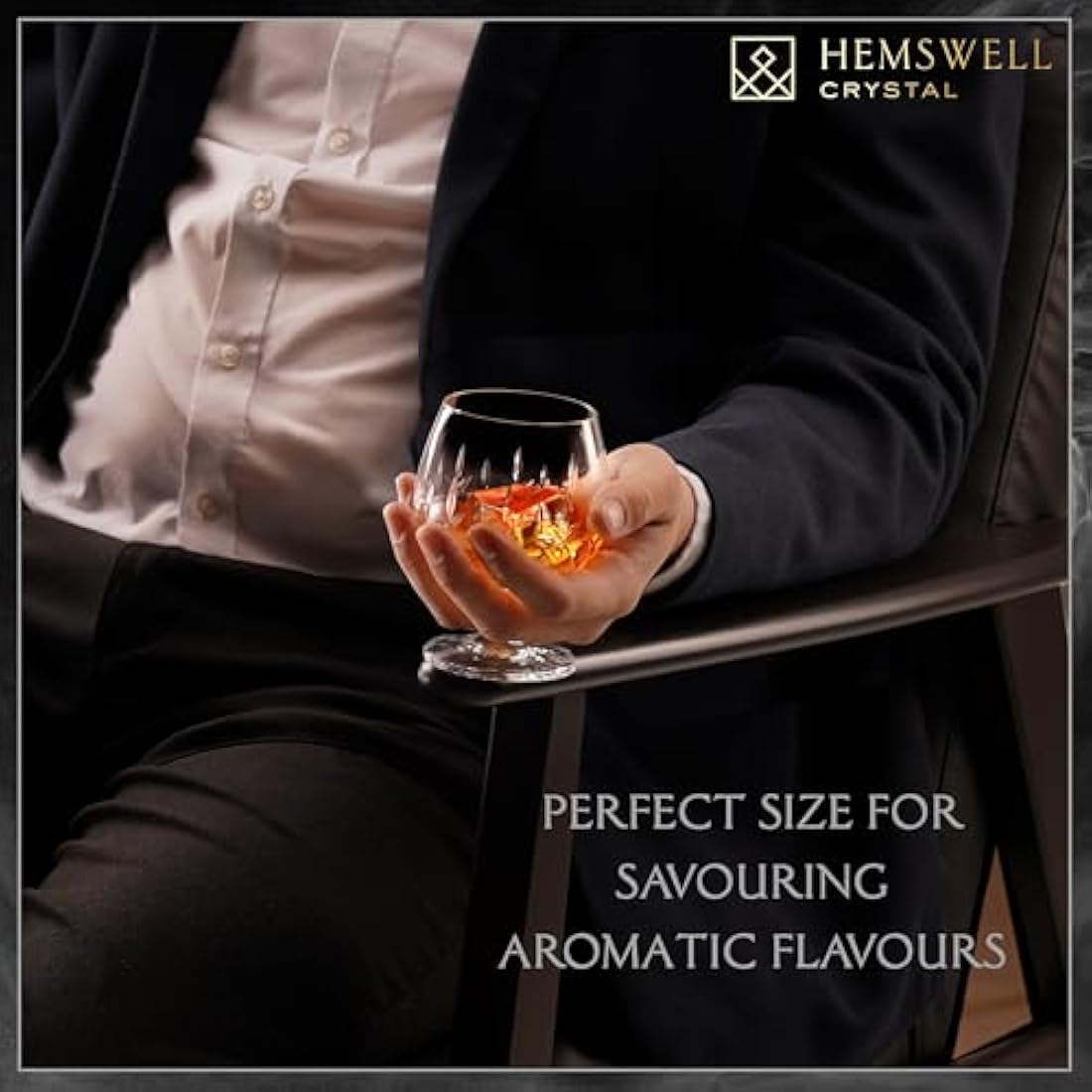 Hemswell Crystal Single Brandy Glass - Goblet Cut Crystal Brandy Glasses with Presentation Box - Snifter for Cognac 250ml European - Wicklow
