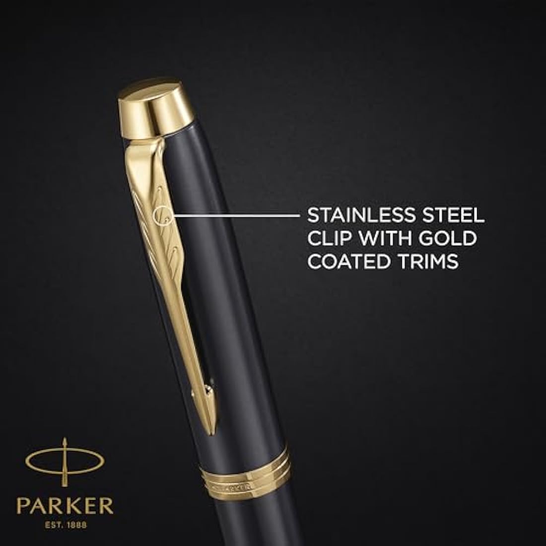 Parker IM Fountain Pen | Grey Lacquer with Gold Trims | Fine Polished Stainless Steel Nib | Blue Ink Cartridge Refill | Gift Box | Perfect Graduation Gifts