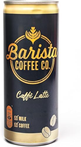 Barista Coffee Co. Medium Roast Caffe Latte Iced Coffee Drink Tin Can, Ready To Drink, 250 ml (Pack of 12)