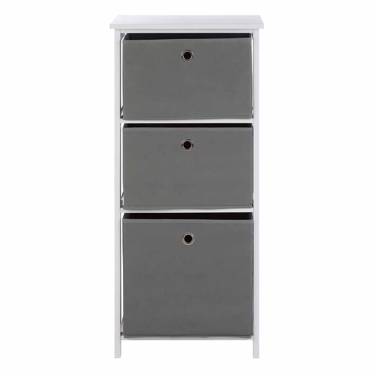 Premier Lindo Cabinet, 3 Fabric Drawers, Grey