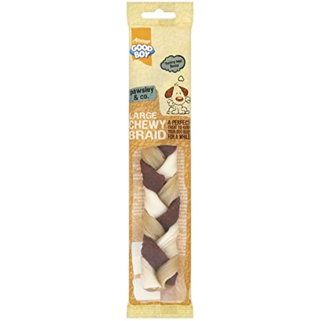 Good Boy - Large Chewy Braids - Dog Chews - Made With Beef Hide and Beef Flavouring - 90 Grams ℮ - With Probiotics To Aid Digestion - Case of 14