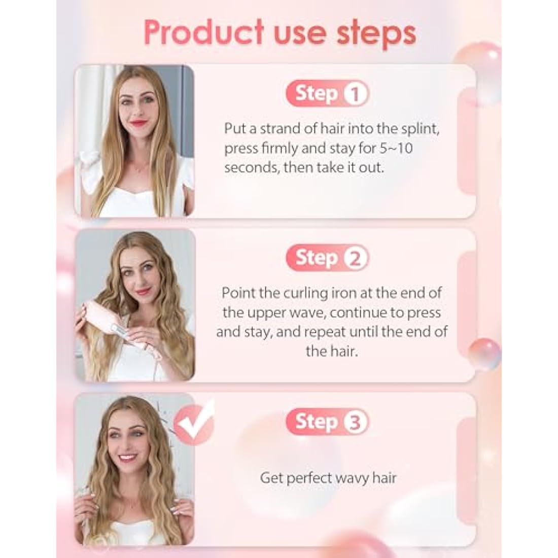 Wave Curling Iron Anti-Scald Hair Waver, 2 Barrel Ionic Wavy Hair Crimper for Women, 1.1in/28MM Rapid Heating Curling Wand, Curling Iron Culer with Wide Deep Waves