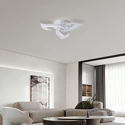 SENQIU Modern LED Ceiling Light, 36W LED Ceiling Lights with 3 Petal-Shaped Lamps, 6500K Cool White, Acrylic Leaf Chandelier Lighting Fixture for Bedroom, Living Room, Office, White