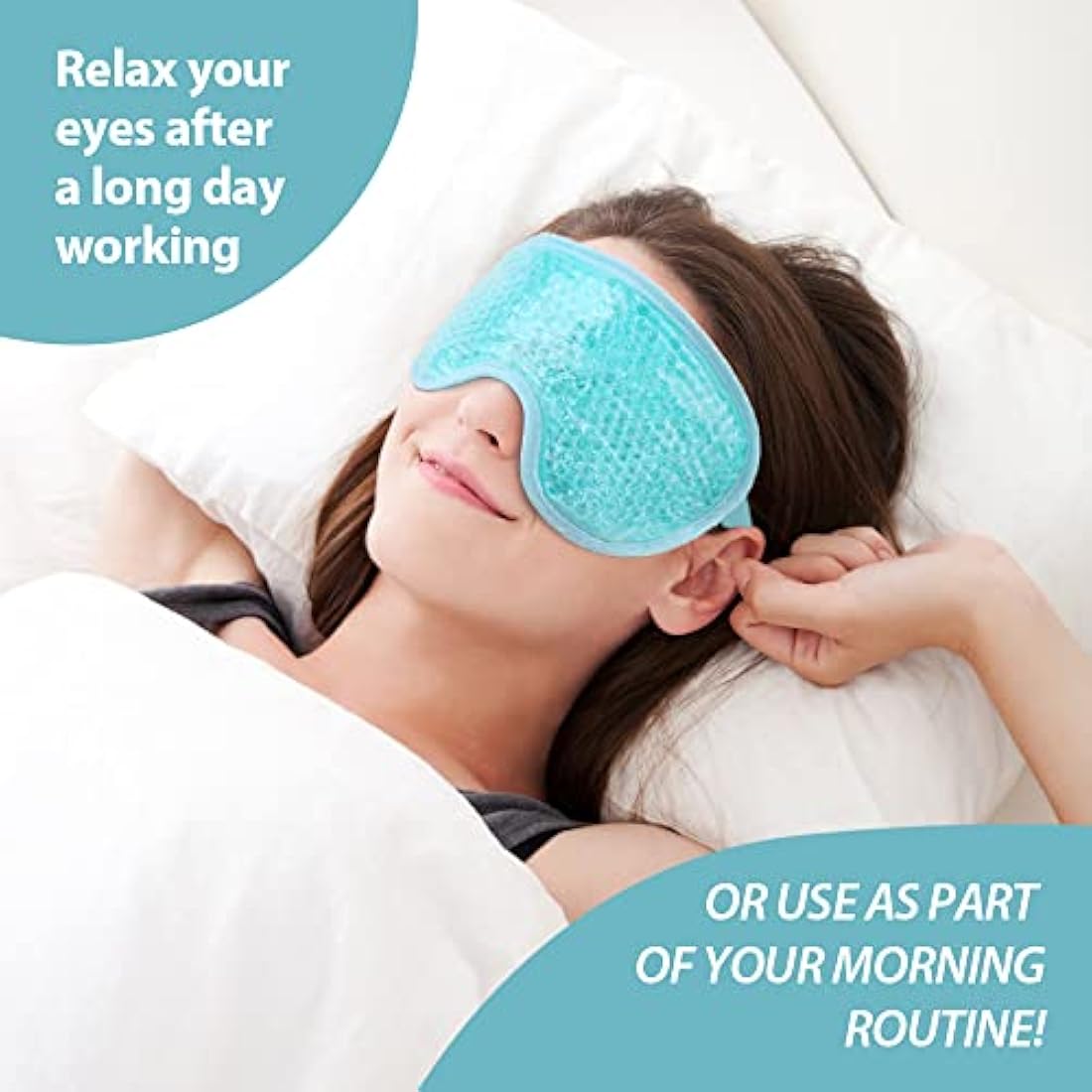 NEWGO Cooling Eye Mask for Puffy Eyes, Reusable Hot Cold Therapy Gel Cold Eye Mask for Migraine, Headache, Dark Circles, Dry Swollen Eyes, Sinus Pain-Light Blue-2Pack