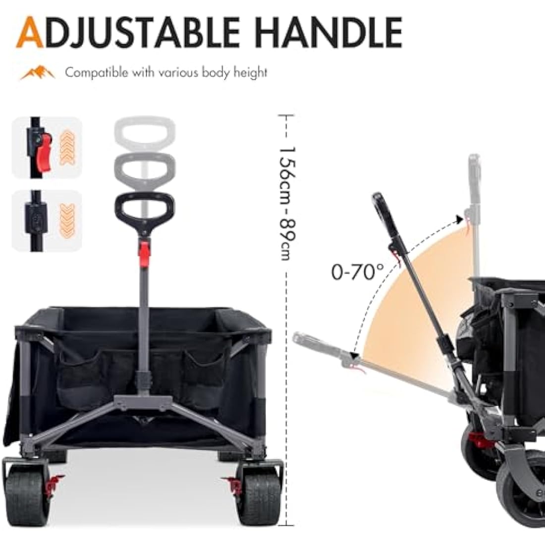 Portal Widened Folding Festival Trolley XXL With Brakes - Heavy Duty 600L Camping Cart, Beach Wagon, Collapsible Garden Cart for Picnic - 180KG Capacity