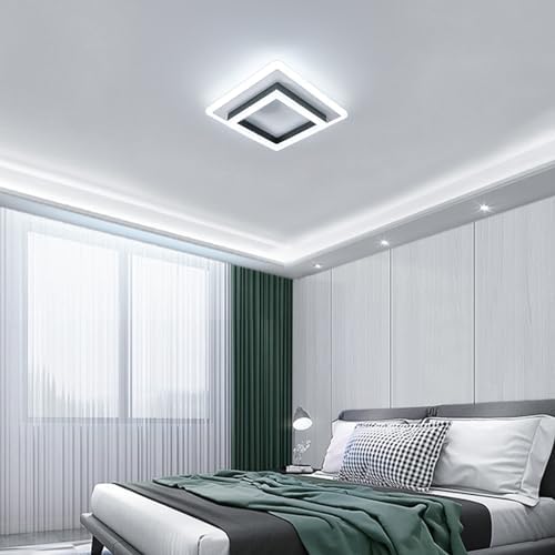 Modern LED Ceiling Lamp, Square LED Lights for Bedroom, Hallway, Office, Kitchen, Living Room - Cold White 6500K