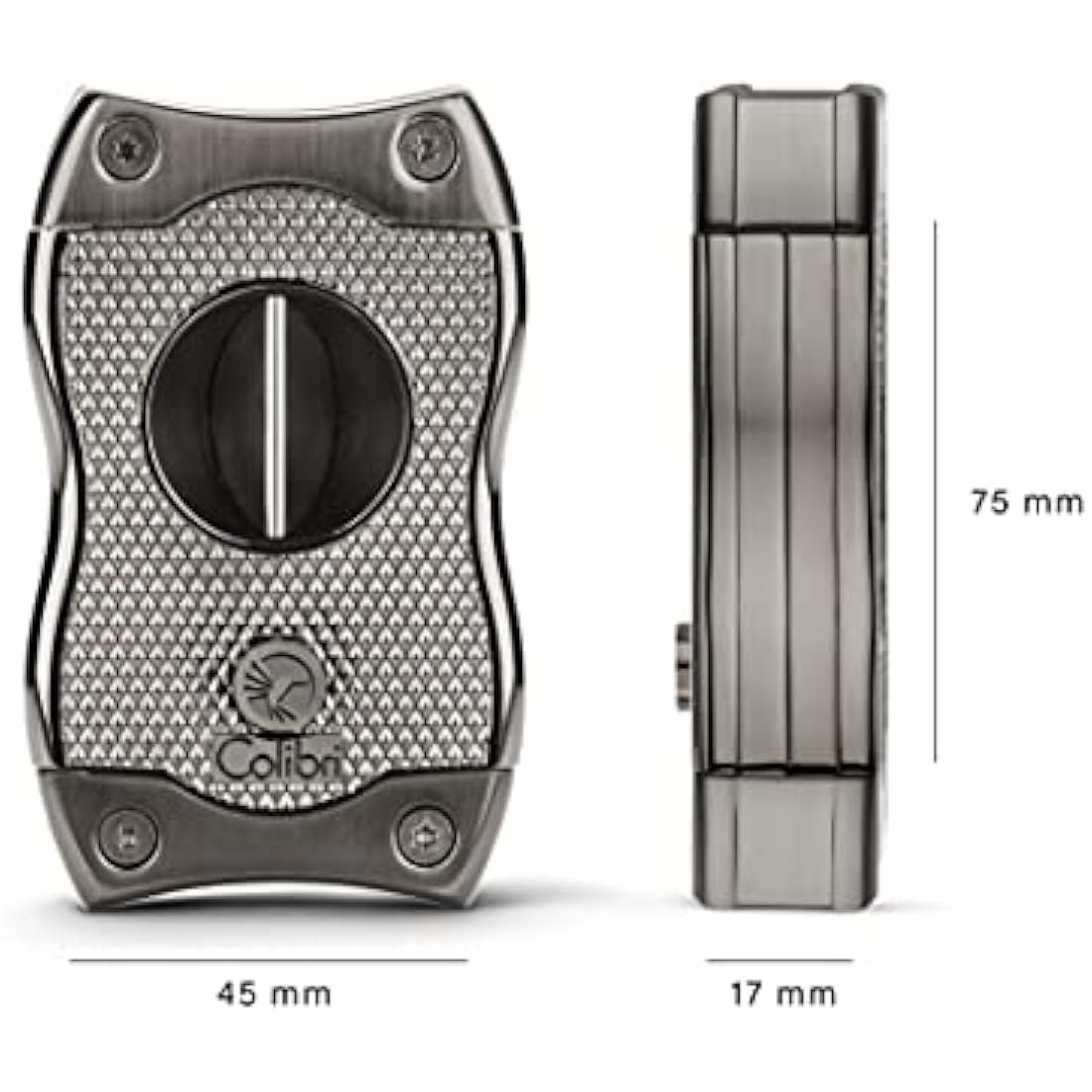 Colibri SV-Cut Cigar Cutter| Black/Chrome/Gunmetal/Rose Gold |Spring Loaded Release | Deep 7mm V Cut and up-to 3mm Straight Cut | Up-to 68 Ring Gauge Cigars | Ergonomic Design (Gunmetal)