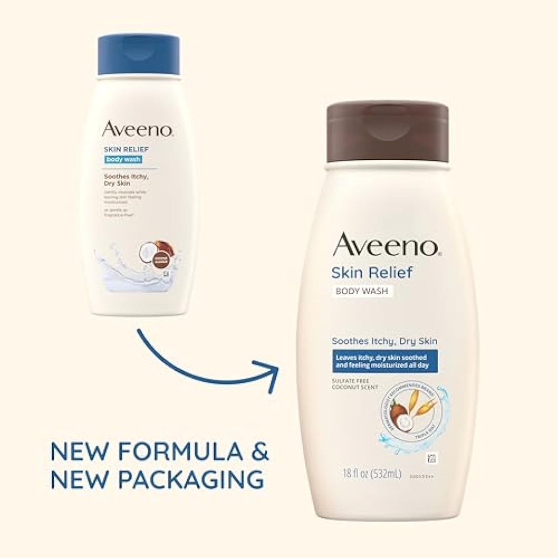 Aveeno Skin Relief Gentle Scent Body Wash For Sensitive Skin, Nourishing Coconut, 12 Fl. Oz