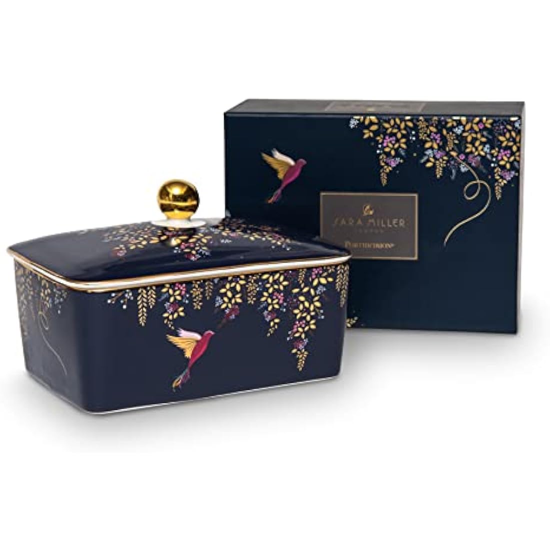 Portmeirion SMCN79406-XG Sara Miller Chelsea Butter Dish with Cover, Navy Blue