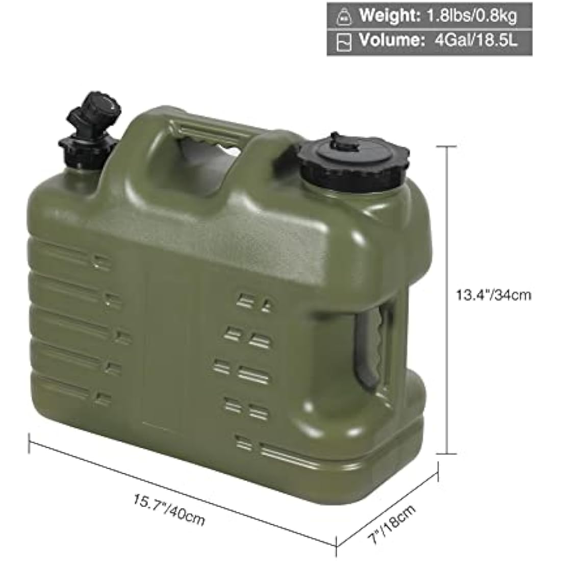 REDCAMP 15L/18.5L Camping Water Container with Tap, Portable Water Bottle Carrier with Spigot for Camping Hiking Outdoor