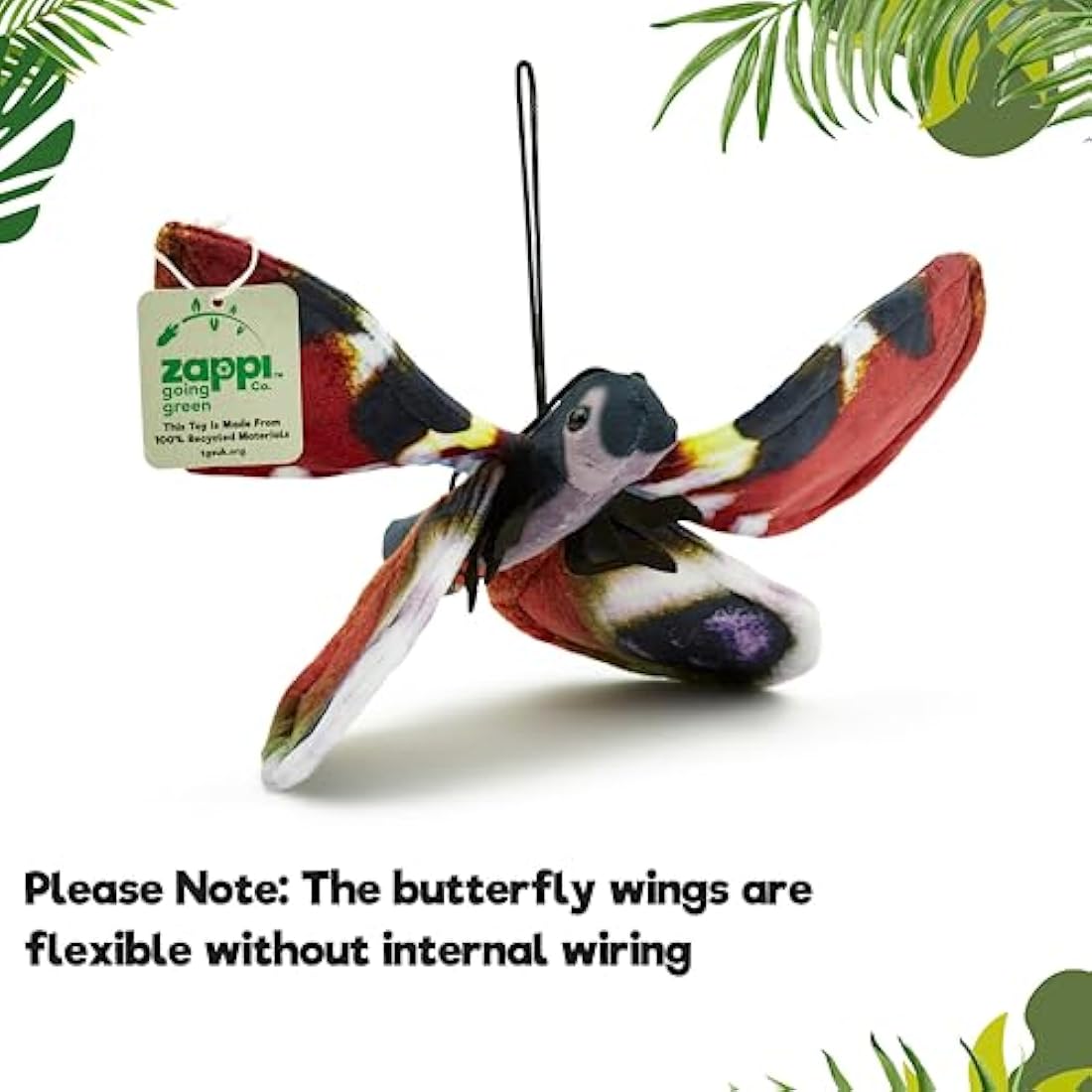 Zappi Co 100% Recycled Plush Peacock Butterfly Toy (28.5cm Width) Stuffed Soft Cuddly Eco Friendly animals Collection For New Born Child First kid
