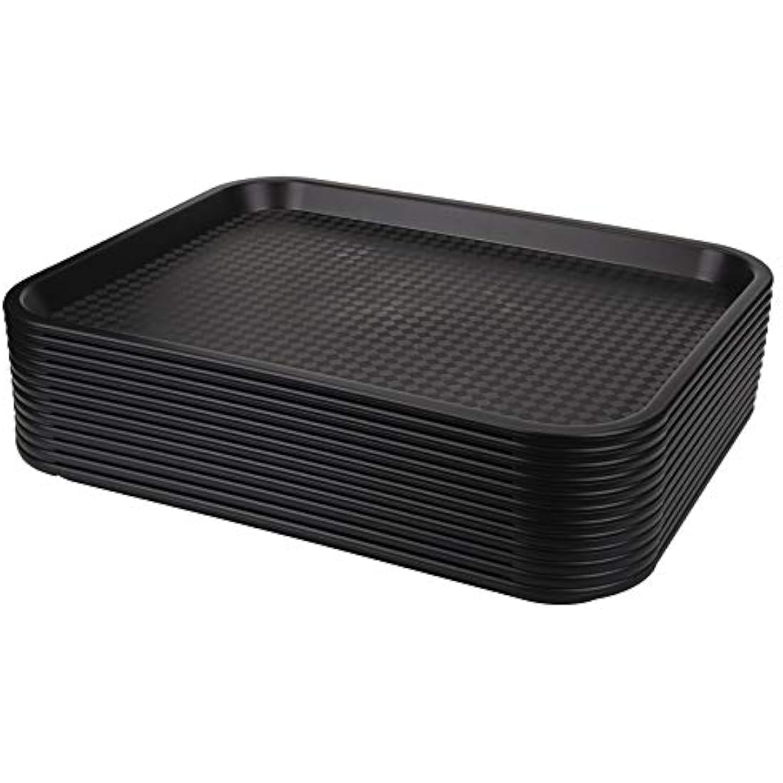 Yarlung 12 Pack Fast Food Tray, 13.8 x 10.5 Inch/35 x 26.7 cm Plastic Restaurant Serving Tray for Coffee Table, Kitchen, Party, Black