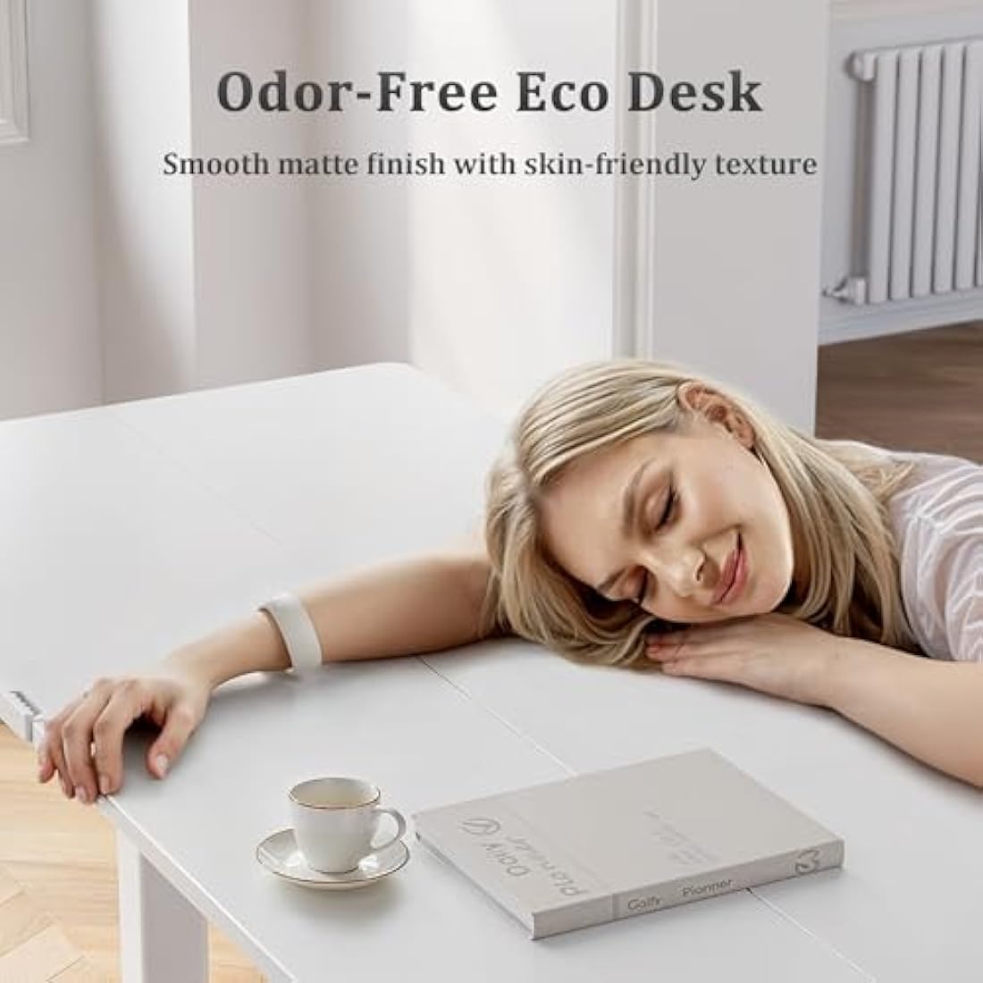 Claiks Electric Standing Desk, Adjustable Height Stand up Desk, 100x60 cm Sit Stand Home Office Desk with Splice Board, White Frame/White Top