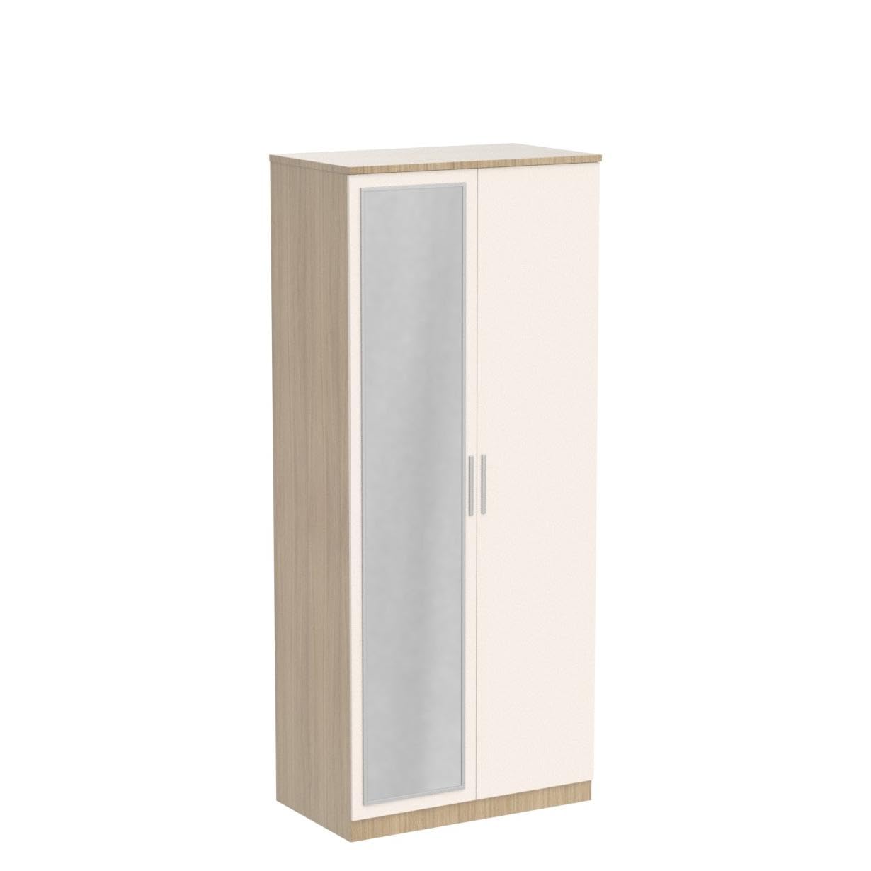 ELEGANT 2 Door Mirrored Wardrobe, Black-Walnut, 178x76x45cm