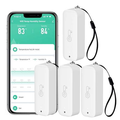WiFi Hygrometer Thermometer Sensor: Wireless Smart Temperature Humidity Monitor with App Notification Alert, Data Storage Export, Calibration