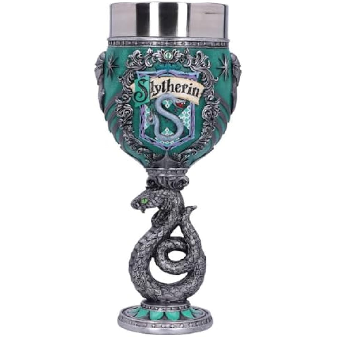Nemesis Now Harry Potter Collectible Goblet, Resin, Green Silver, 19.5cm