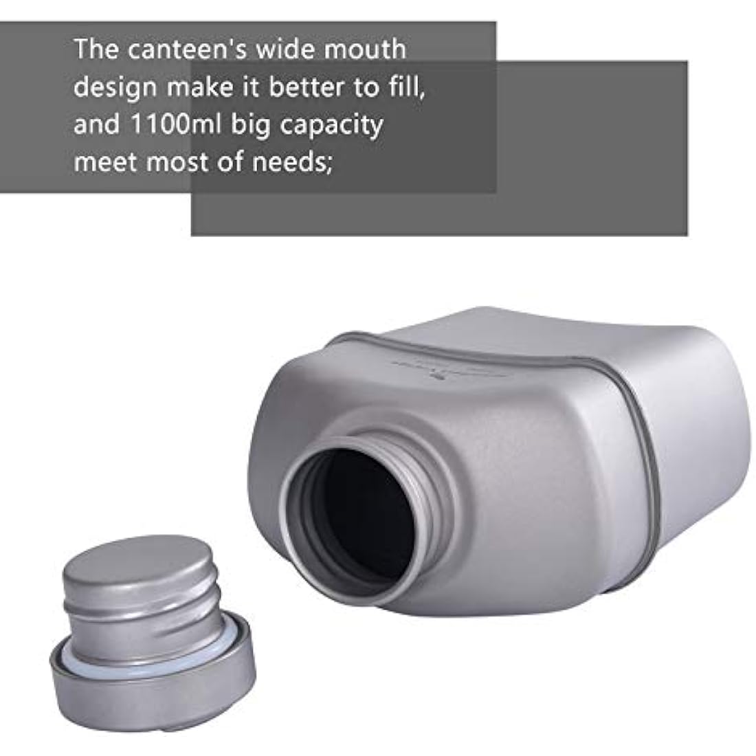 Boundless Voyage Titanium Military Canteen with Carry Bag Outdoor Camping Big Capacity Water Bottle Cup Pot Mess Kit 1100ml Ti15158A