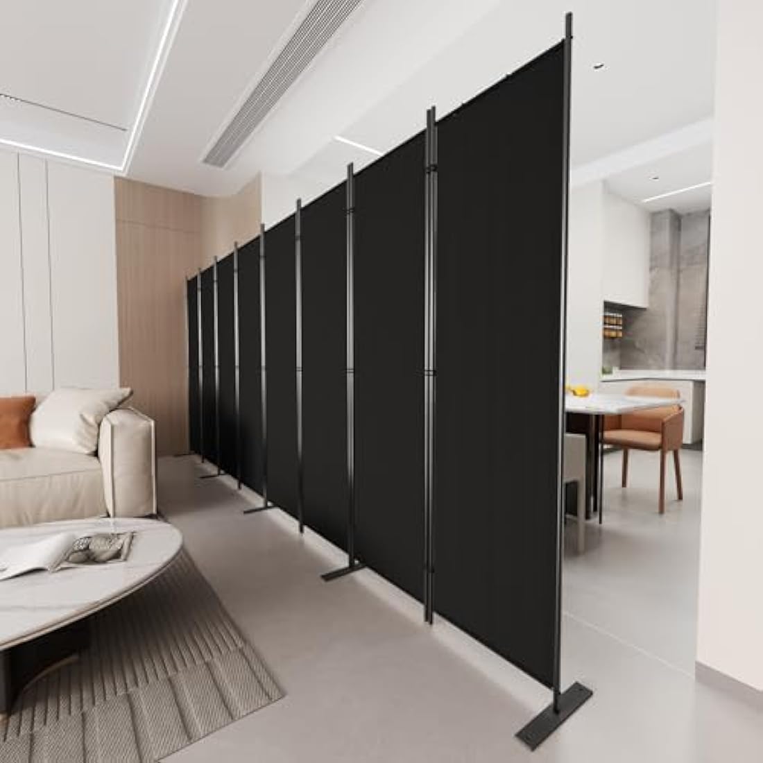 C-Hopetree 8 Panels Room Divider, 180cm Tall Indoor Folding Privacy Screen, Portable Partition Separator, Freestanding Separation Temporary Wall for Office, Bedroom, 404cm W X 180cm H, Black