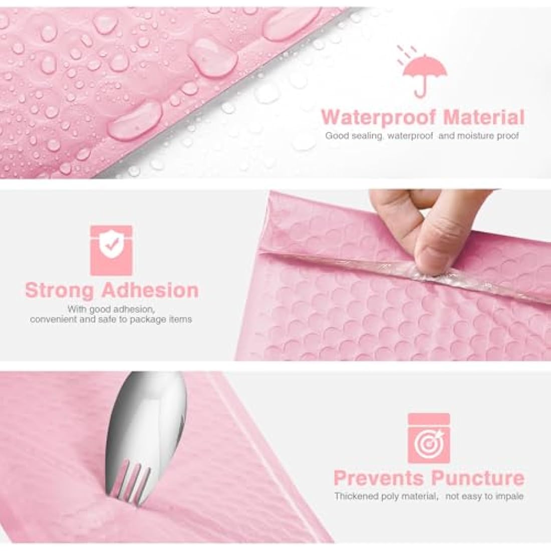 Switory 50Pcs Padded Envelopes, A5 Bubble Mailers Packaging Bags 6x9 Bubble Lined Poly Mailer Self Seal for Shipping/Packaging/Mailing, Pale Pink