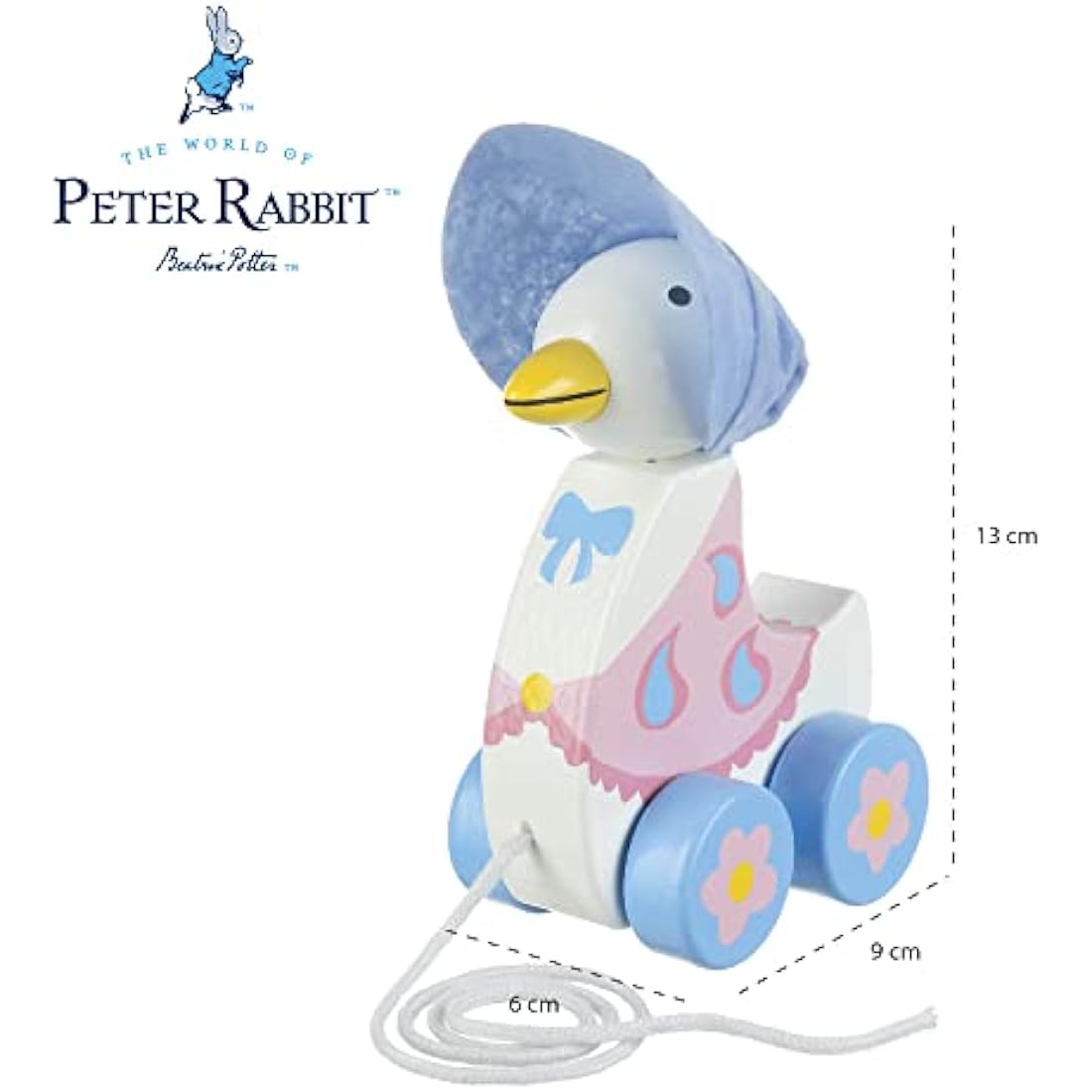 Orange Tree Toys - Official Licensed Peter Rabbit Gifts: Jemima Puddleduck Pull Along, Wooden Early Development & Activity Toy for Baby Girl or Toddler Boy, First Birthday Gift