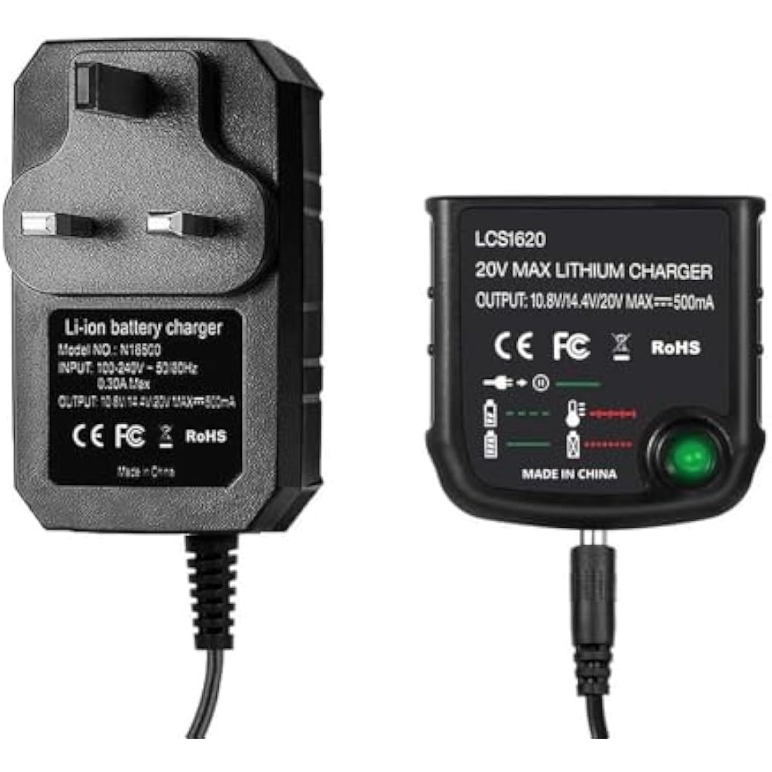 CJBIN 18V LithiumIon Battery Charger for Black & Decker, Replacement LCS1620 for Black & Decker Charger,Drill Li-ion Battery Chargre LBXR20 LBXR20-OPE LB20 LBX20 LBX4020 LB2X4020 LBXR2020-OPE,UK Plug