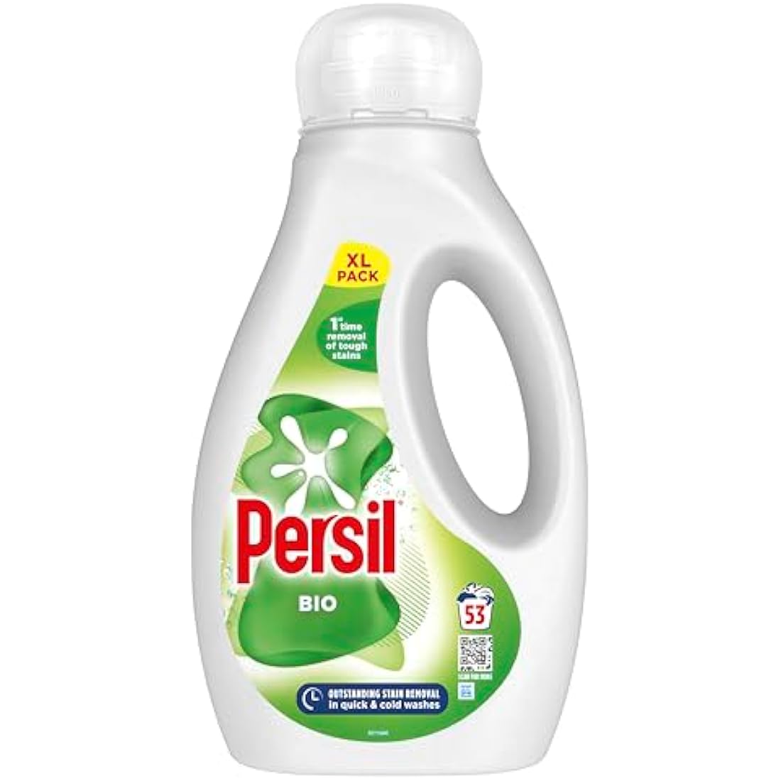 Persil Bio Laundry Washing Liquid Detergent 1st time removal of tough stains outstanding stain removal in quick & cold washes 53 washes (1.431 L)