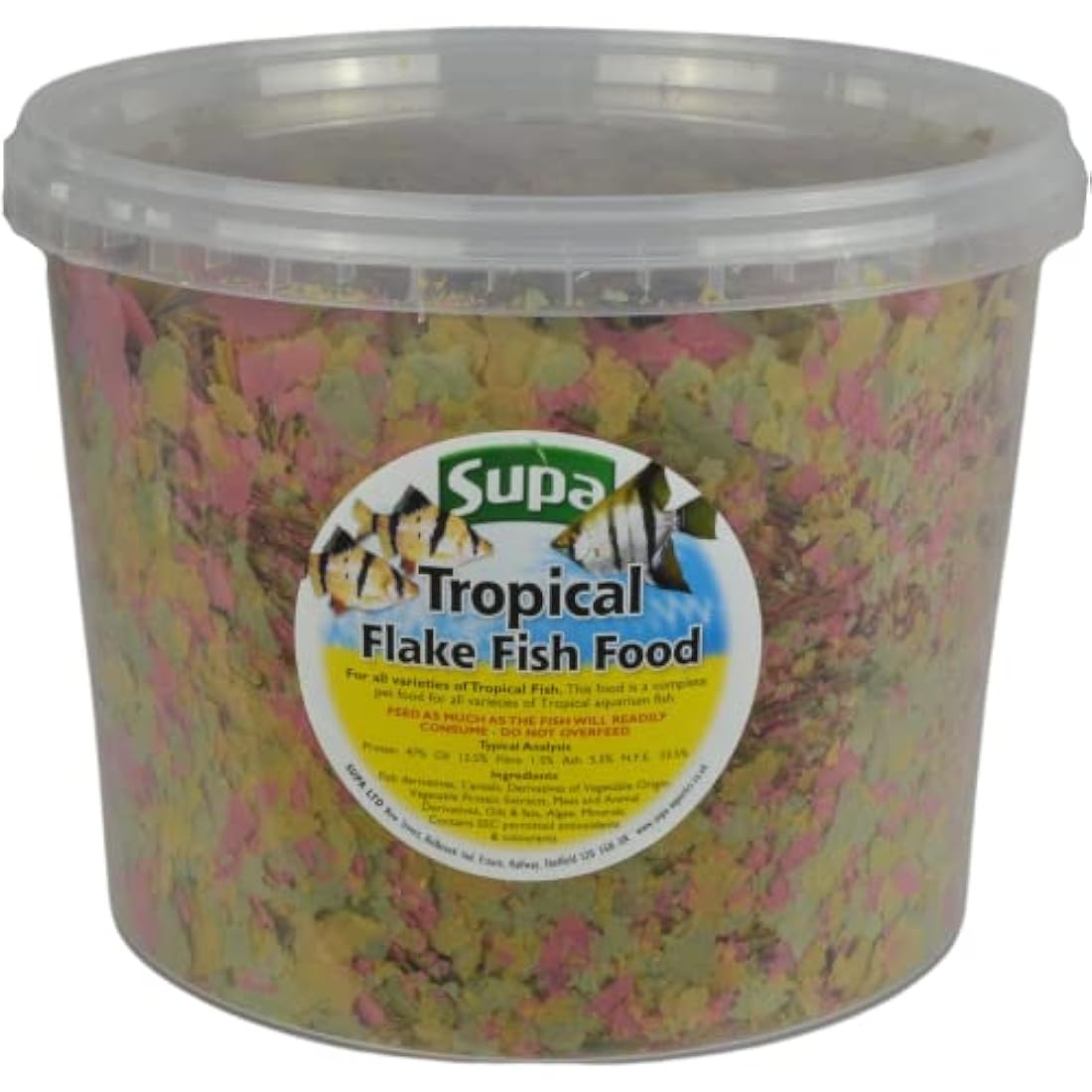Supa Aquarium Fish Food Tropical Flake 3 Litre | Premium Quality Nutritious Food Offering a Complete Balanced Diet for Tropical Fish | Comes in a Resealable Bucket to Keep the Feed Fresh