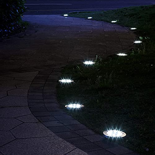 Nurkoo [Pack of 12] Solar Floor Lights, Outdoor 12 LEDs, Solar Lights, 800 mAh Disk Lights with Upgrade Solar Panel, Garden Light, Solar Lamp, Solar
