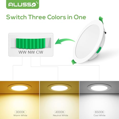 LED Downlights 15W Ultra Slim Recessed Ceiling Spot Lights Dimmable 1200LM, Warm White 3000K Neutral White 4000K Cool White 6500K Adjustable, IP44