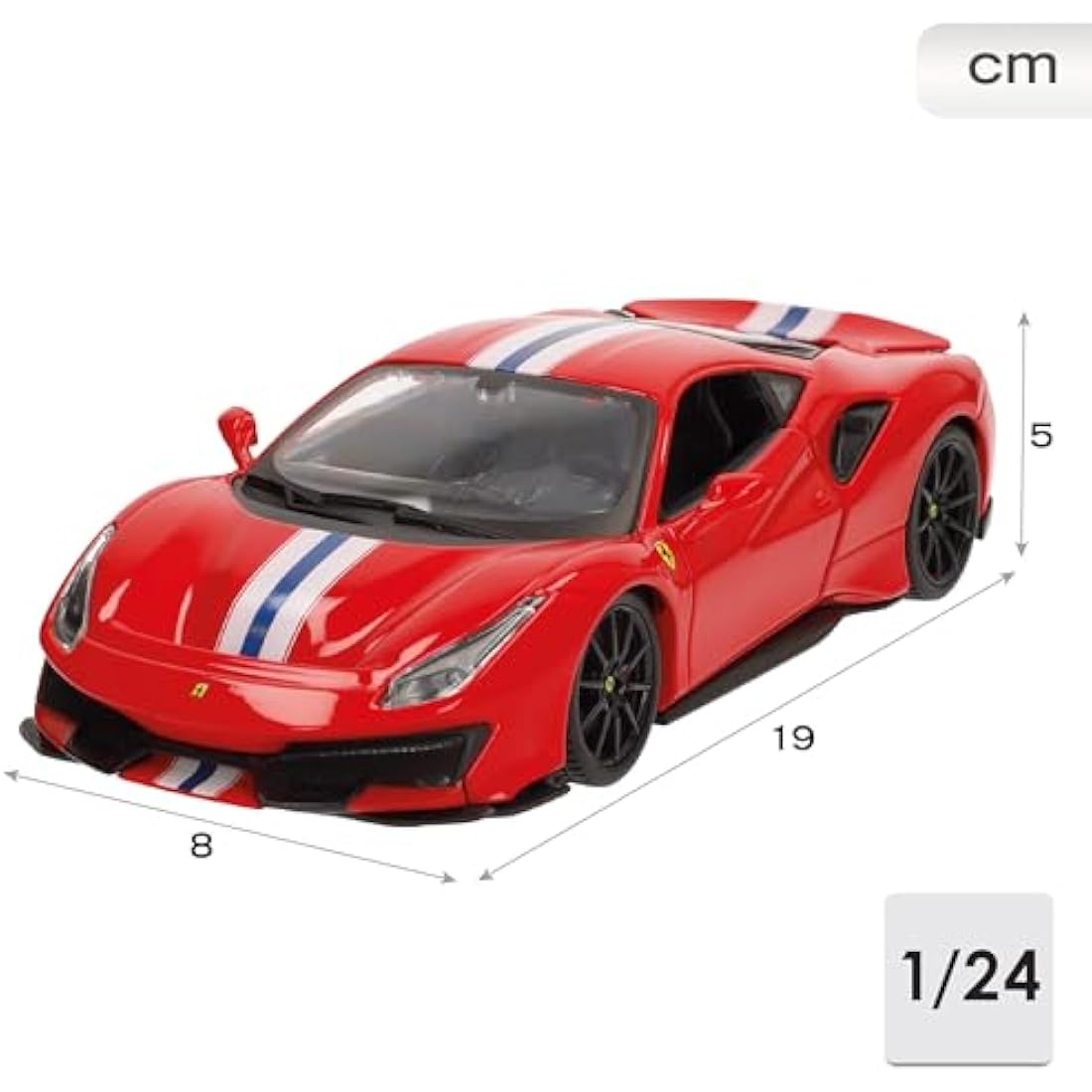 Bburago 1 24 - Ferrari 488 Pista R&P car - Assorted colors - 1 piece,Red, Medium