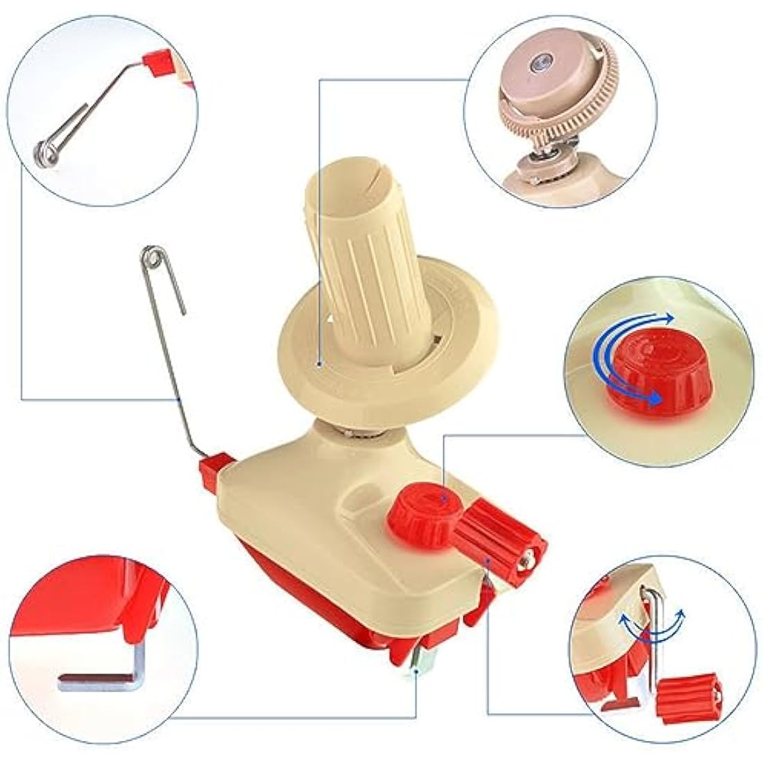 Ball Winders, Yarn Knitting Loom Crochet Swift Yarn Fiber String Ball Wool Winder DIY Tool Kit, 1Yarn Ball Winder+4Pompom Maker+10PS Knitting Stitch Markers+10PS Plastic Needles+1PS Scissors (26)