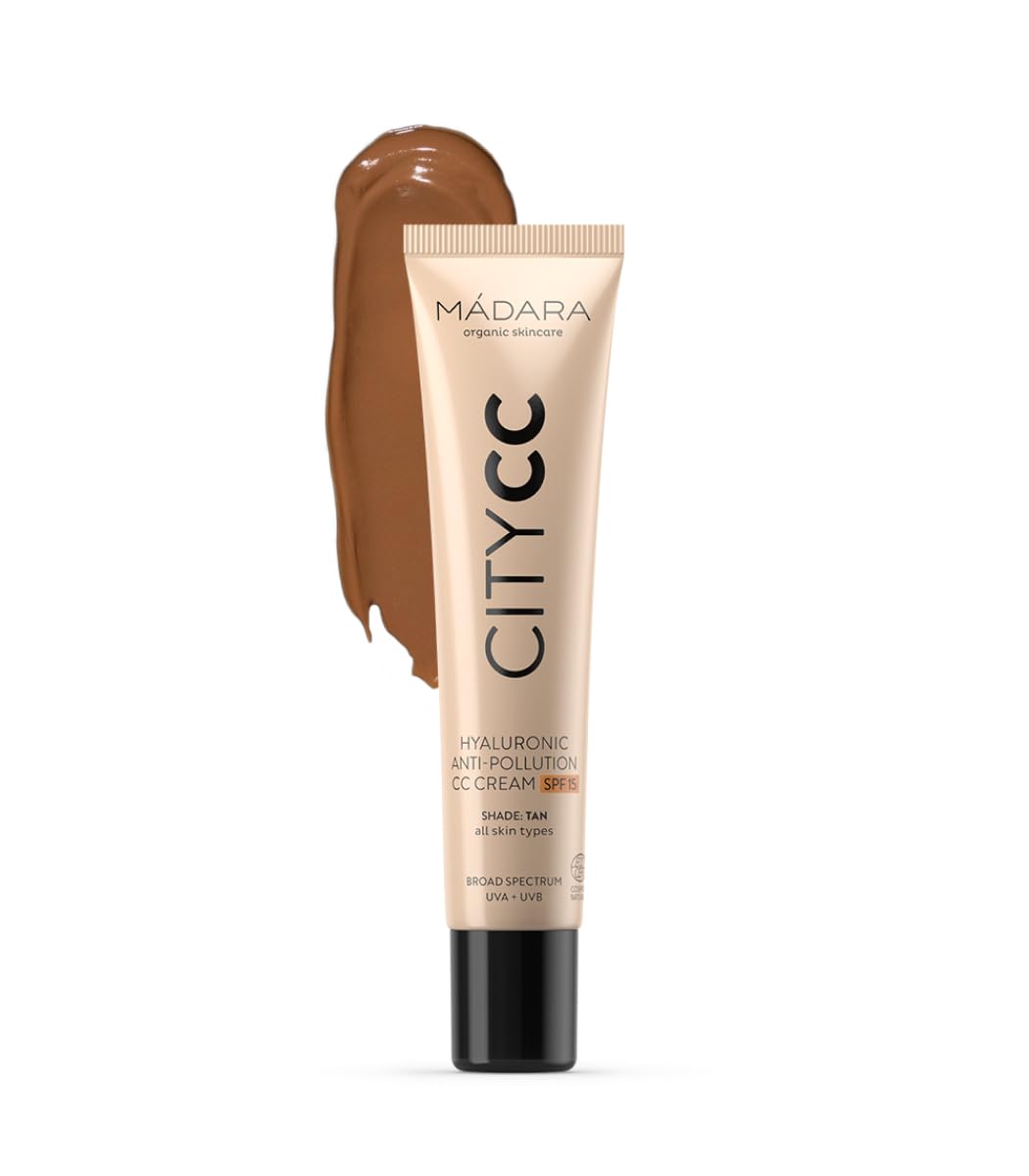 M?DARA CC Cream Colour Corrector - Anti-Pollution CC Cream Foundation SPF15 TAN - 40ml, With hyaluronic acid & mineral UVA/UVB sunscreen, Lightweight