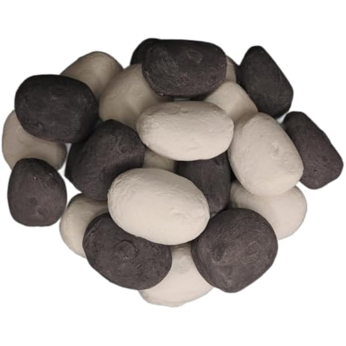 The Stove Wizard Gas Fire Replacement 20 Grey & White Ceramic Coal Pebbles Suitable for Gas, Electric, LPG and Bio Ethanol Fires