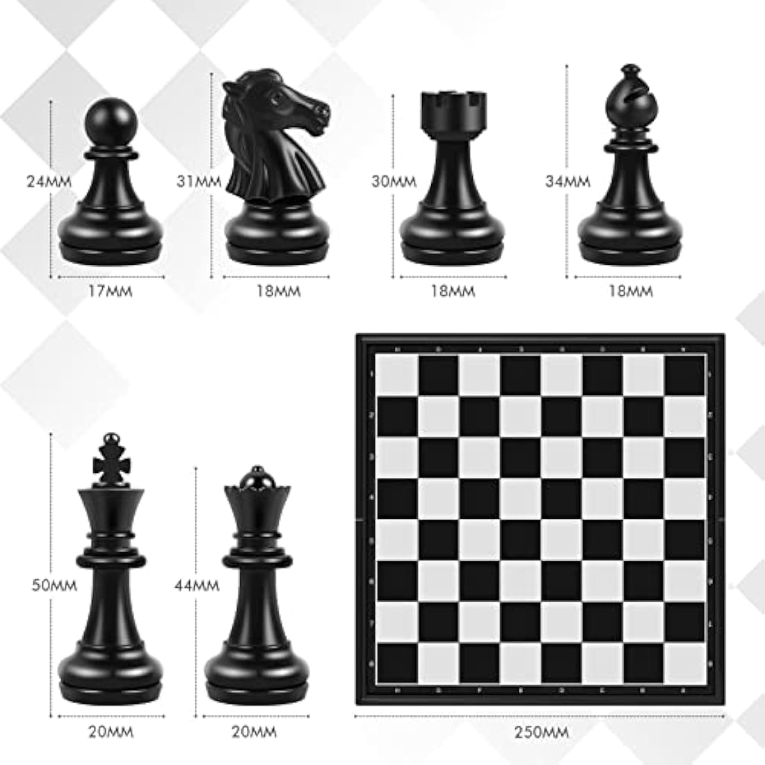 Peradix Chess Board Set Game -Travel Magnetic Chess Piece Set with Chess Folding/Portable Storage Board-Traditional Strategy Game for Kids/Children/Adults