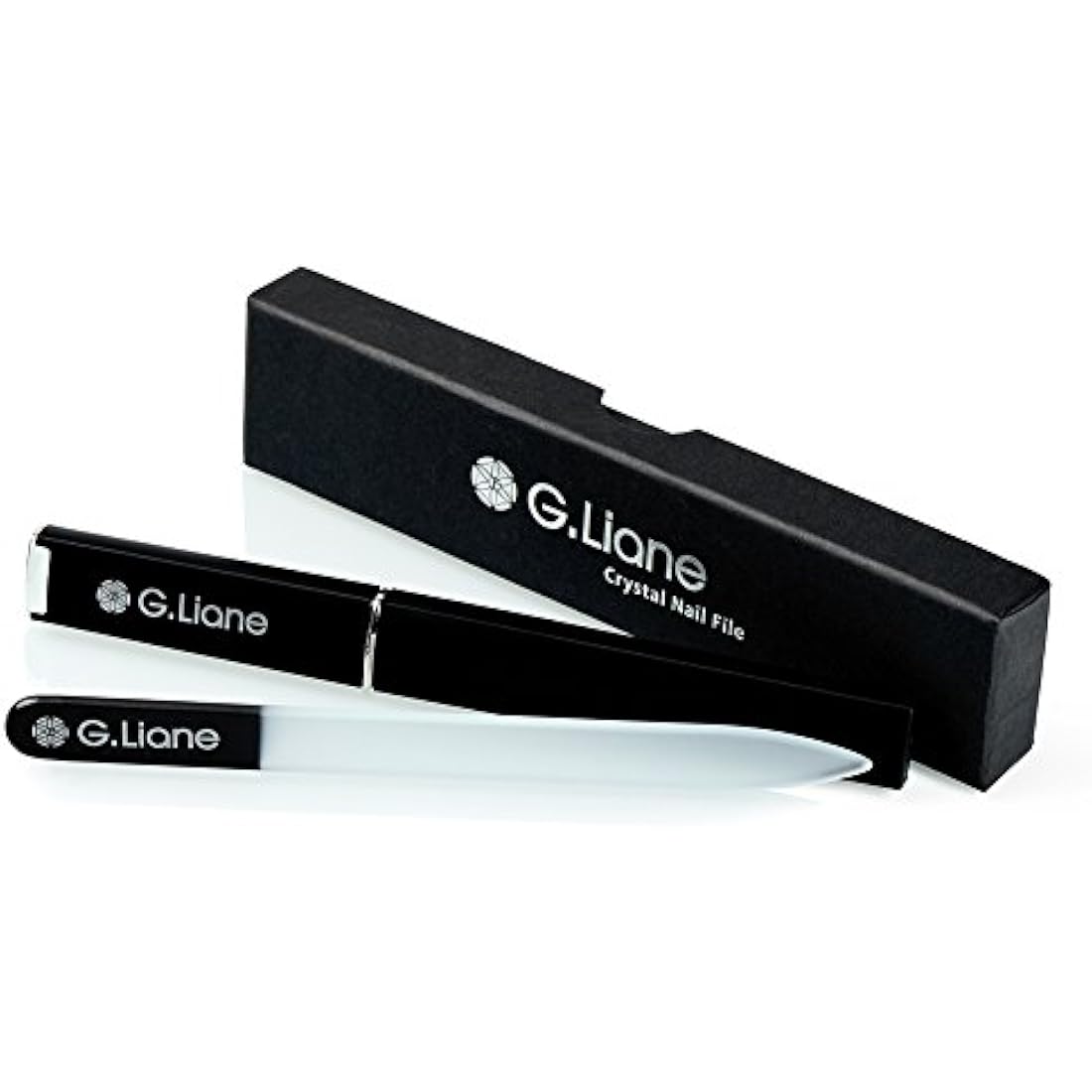 G.Liane Professional Glass Nail Files Manicure Pedicure Kit for Natural Acrylic Gels Nails Manicure Tools for Home and Salon (Black)