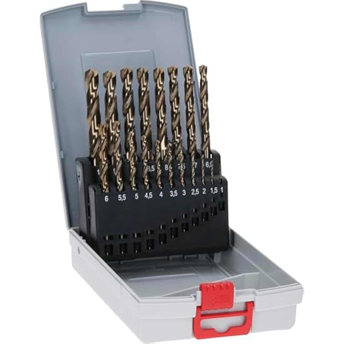 Bosch Professional 2608587014 19-Piece HSS-Cobalt ProBox Metal Drill Bit Set (for Stainless Steel, Accessories for Drill Drivers), Gold, 1mm-10mm