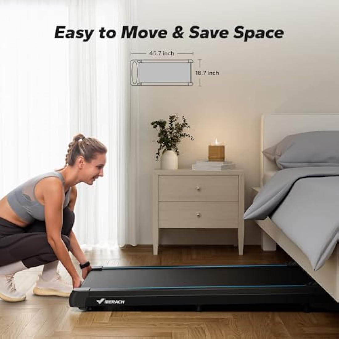 MERACH Walking Pad Treadmill for Home, Under Desk Treadmill, Walking Treadmills 3 in 1 for Home/Office, 265LBS Capacity, 2.75HP Portable Treadmills with Magnetic Remote Control, LED Display