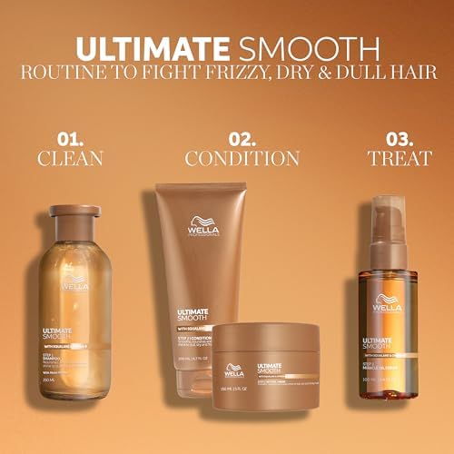 Wella Professionals Ultimate Smooth - With Squalane & Omega 9 - For Dry, Dull & Frizzy Hair - Hair Oil, Shampoo, Conditioner, Mask