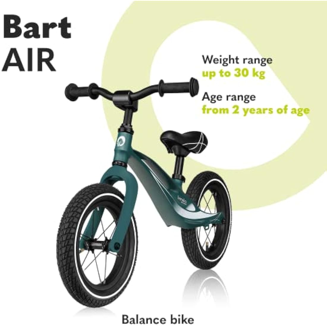 lionelo Bart Running Bike From 2 Years Up To 30Kg Magnesium Frame 12" Wheels Steering Wheel And Saddle Height Adjustable Steering Wheel Lock Footrest Carrying Handle Ultralight