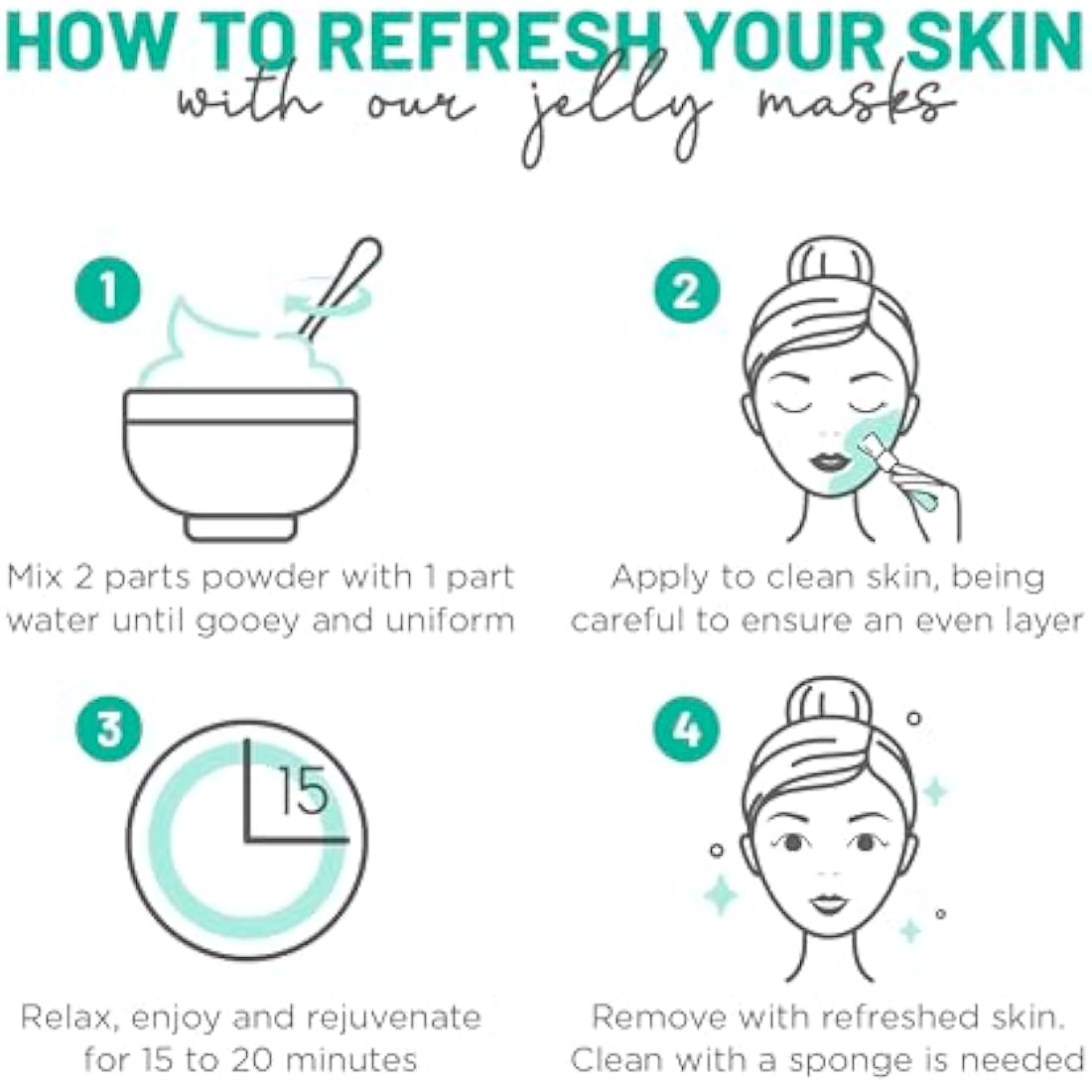 BRÜUN Jelly Mask Jar Chlorella Peel-Off Face Care Rubber Mask - A 23 fl oz Skin Care Gel Mask Jar Spa Set for Men, Women and Adults