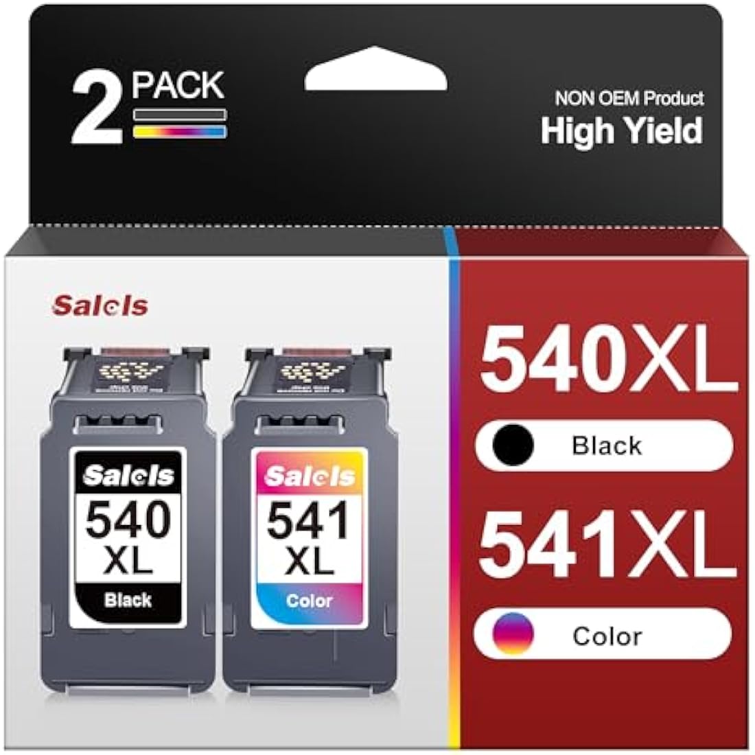 Salols Ink Cartridges 540 and 541 XL Twin Pack PG-540 CL-541 XL Ink Cartridges PG-540XL Black 541XL Colour for Pixma TS5150 TS5151 MG3550 MG3600 MG3650 MG4250 (package may vary)