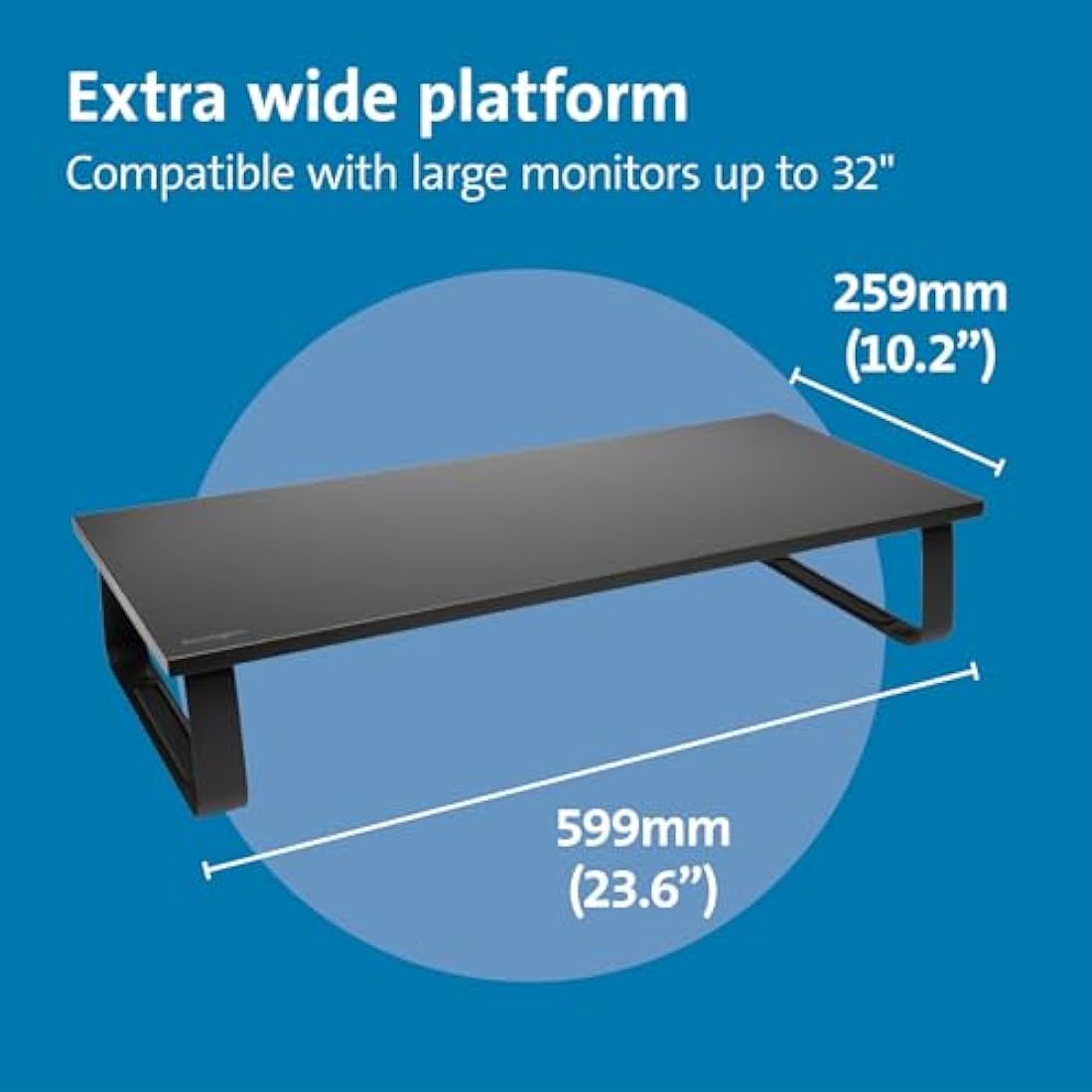 Kensington Extra Wide Monitor Stand for desks. Large computer stand/monitor stand/desk riser (K55726EU), Black