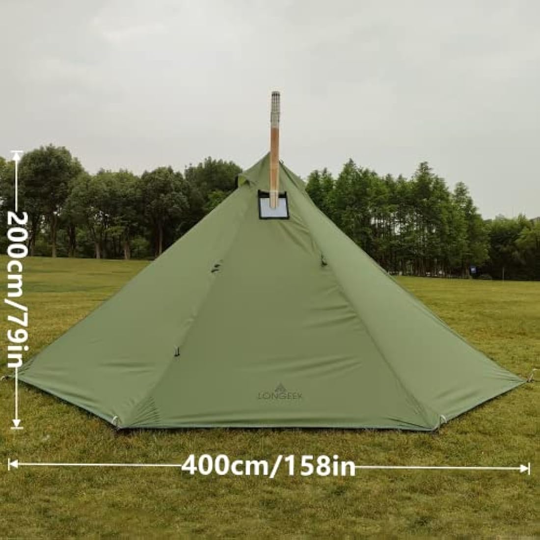 Longeek 4 Person Teepee Tent Camping Hiking Heated Shelter HUT Chimney hot Tipi Easy Set Up